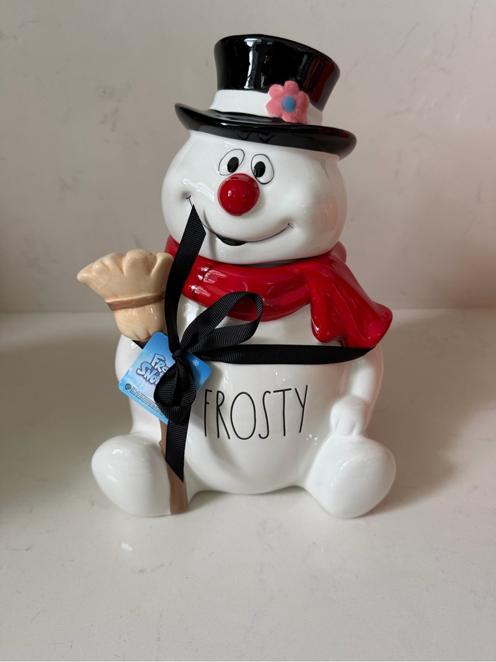 Rae Dunn Frosty the Snowman Ceramic Cookie Jar Canister HTF